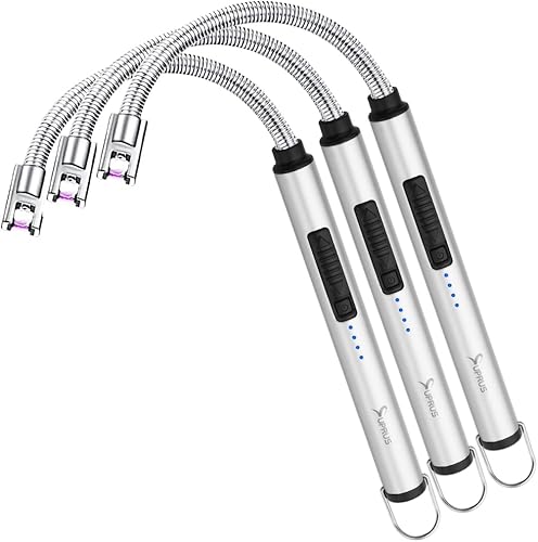 Miniatura 9 de SUPRUS Encendedor eléctrico encendedor de velas USB tipo C encendedor recargable carcasa de acero y gancho colgante con cuello flexible de 360