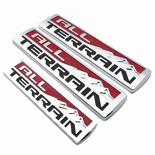 Image of Set 3 Pcs All Terrain Door Tailgate Letter Nameplate Emblem 3D Badge Replacement for All Terrain (Silver Red Black)