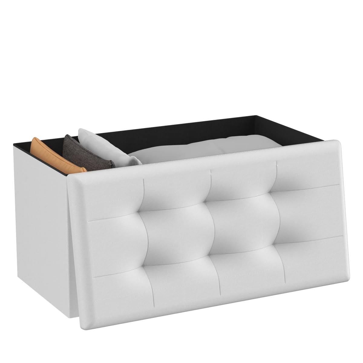 T-LOVENDO.ES Puff o Banco de almacenaje Plegable- Taburete Reposapiés Otomana- Baúl de Almacenamiento para Cama- Dormitorio- salón-Comedor- Recibidor- 38x76x38cm. Soporta 300kg.