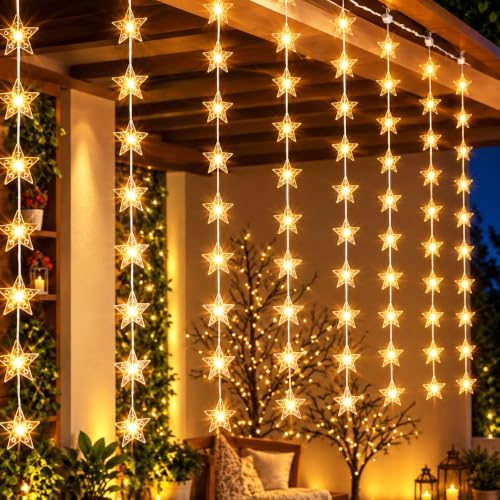 TechPride Star Curtain Lights 80 LED WW Fairy Lights for Home Diwali Decor