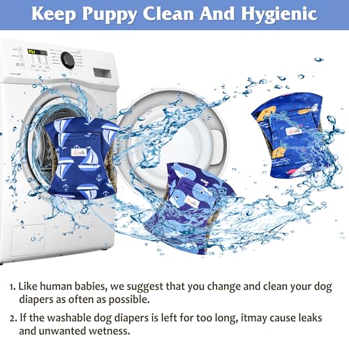 Image of Reusable Dog Diapers Male 3Pcs, Premium Washable Belly Bands for Male Dogs Large, High Absorbing Male Dog Wraps for Doggie Puppy Excitable Urination and Training(Sailboat, L)