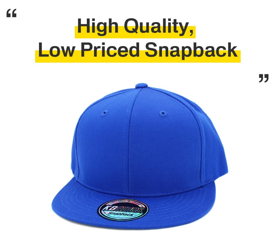 Image of KBETHOS Classic Snapback Hat Blank Cap Underbrim Cotton Wool Blend Flat Visor Adjustable Unisex