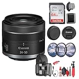 Canon RF 24-50mm f/4.5-6.3 is STM Lens (Canon RF) Optical Image Stabilization, for Vlogging or Shooting Stills (5823C002) + 64GB Memory Card + Filter Kit + Backpack + Card Reader + More (Renewed)