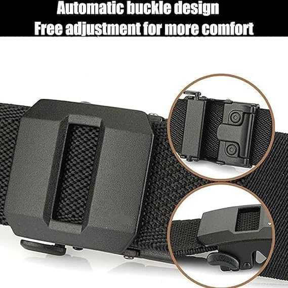 Exteriorm-U Belt, 47 in Nylon Ratchet Belt, Adjustable Release Buckle Woven Waist Belt with Automatic Slide Buckle3