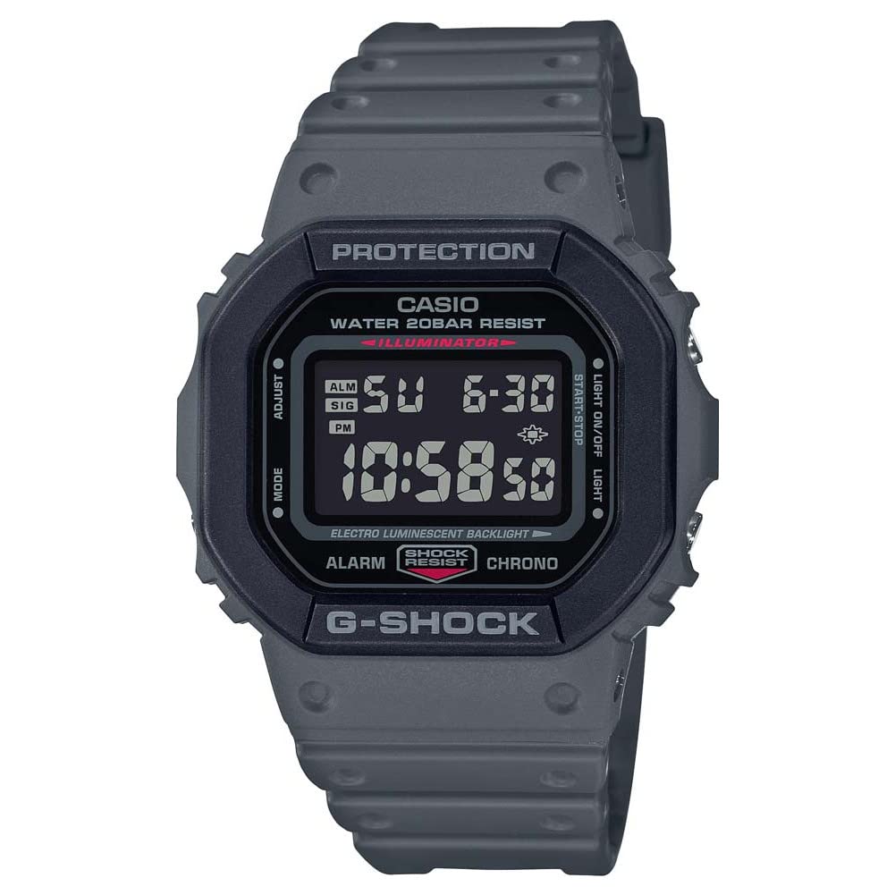 Casio Unisex 49.00mm Quartz Watch with Black Digital dial and Grey Resin Strap DW-5610SU-8ER