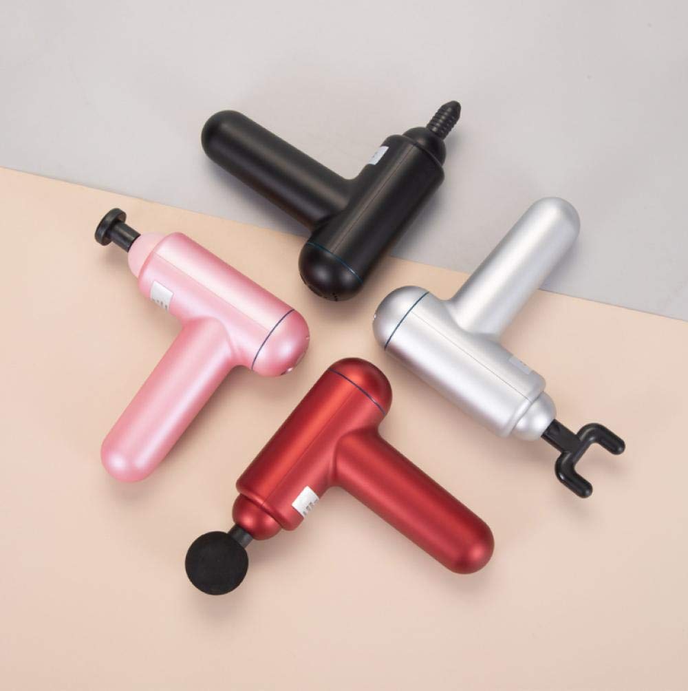 Pistolet do masażu sportowcy ulga w bólu relaks, elektryczny mini pistolet do powięzi, wibracyjny pistolet do masażu mięśni-czerwony, super cichy silnik bezszczotkowy (srebrny)