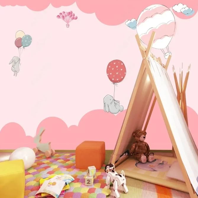 Toile de fond photo 3D moderne rose nuages princesse : habillez un grand mur blanc