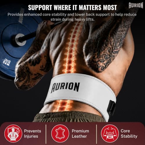 Image of Aurion 10mm Lever Weight Lifting Belt for Men & Women, 4-Inch Wide Powerlifting Gym Belt with Black Fixed Lever, Heavy Duty Deadlift Belt for Squats, Strength Training & Back Support (M)