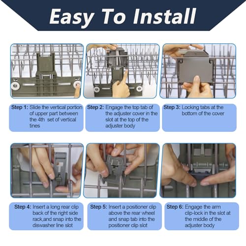 Image of W10350376 W10350374 Dishwasher Top Rack Adjuster Part Repair Kit (10pcs) with W10195840 & W10195839 & W10250160 & W10508950 Upper Parts Fit for Whirl.pool Ken.more Kitchen.aid Dishwasher