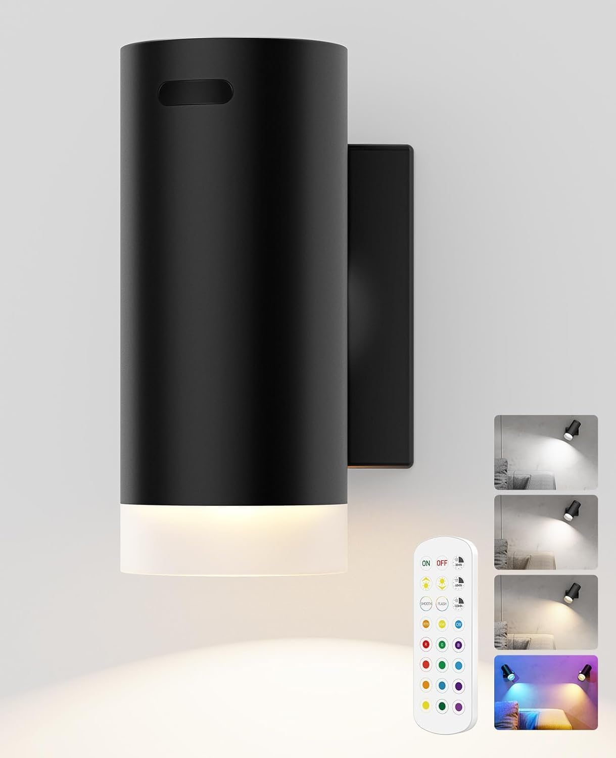 LABOREDUCERLED Wall Lights, Battery Wall Lights Set of Two with Rechargeable Battery Operated 12RGB and 3CCT Dimmable Wireless Magnetic Lights