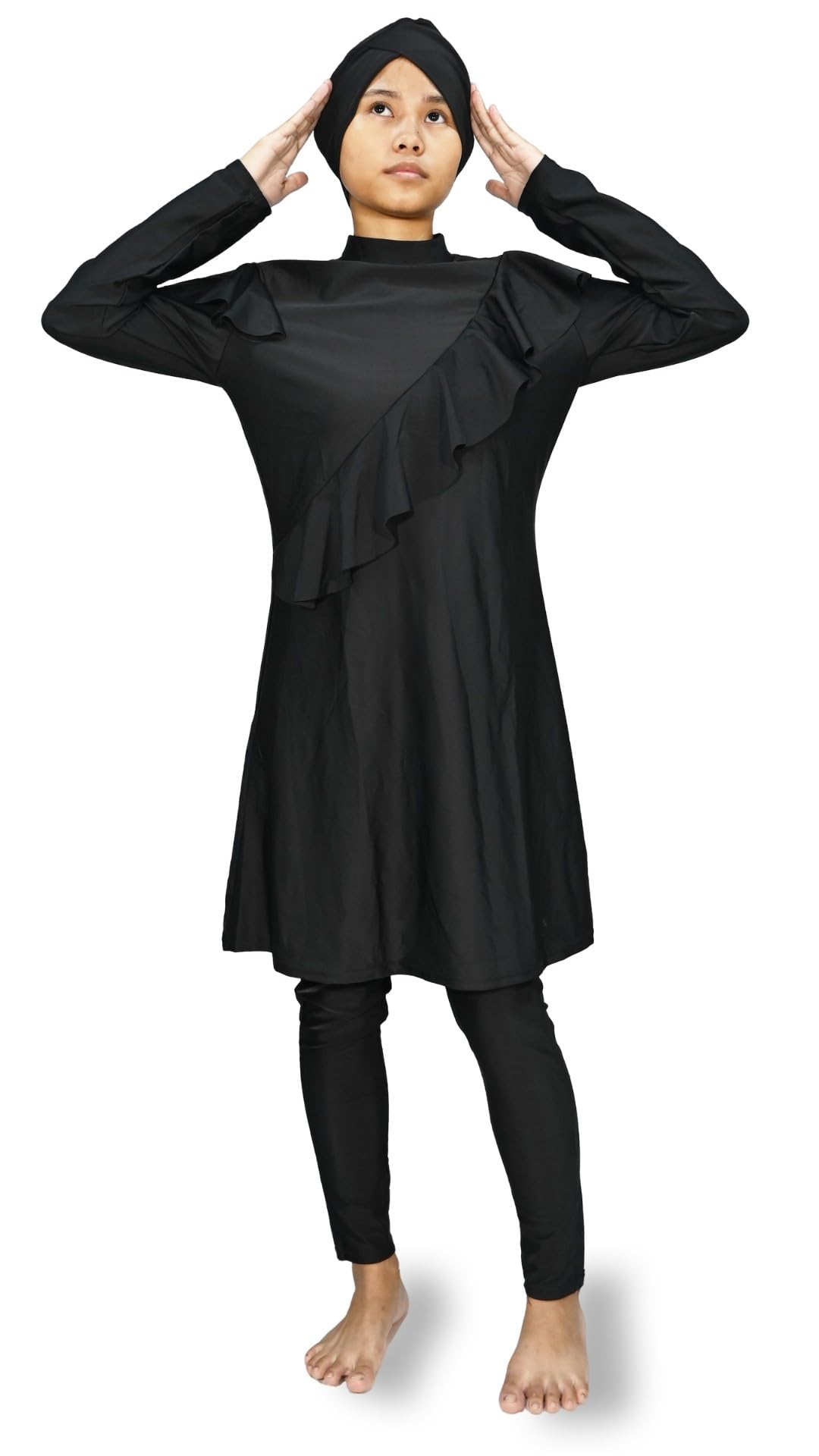 Burkini Elegante con Volant e Gonna a Copertura Completa