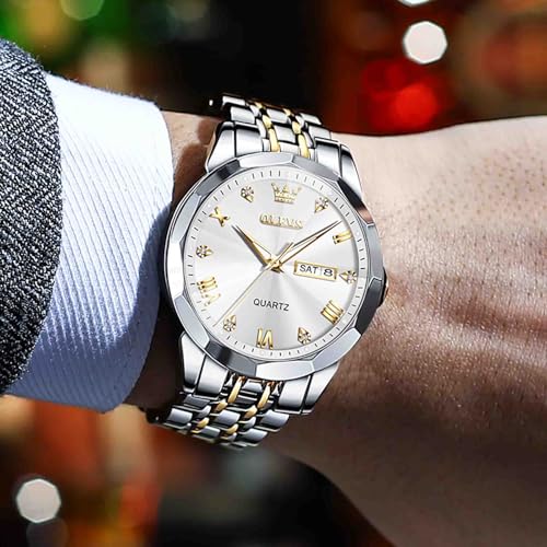 Image of OLEVS Men Multifunction Watch, Multi Dial Waterproof Luminous Chronograph Watch with Date,Stainless Steel Watches