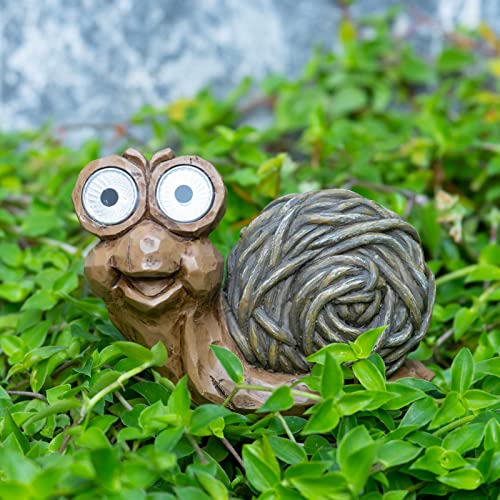 Rezpuao Garden Statues Snails Decor,Solar Snails Figurine Outdoor,Solar Powered Resin Snails Sculpture For Patio, Balcony, Yard, Lawn Ornament,Flowerbed, Deck, Doorsteps,Perfect Garden Gift,7.28Inch #TOP7