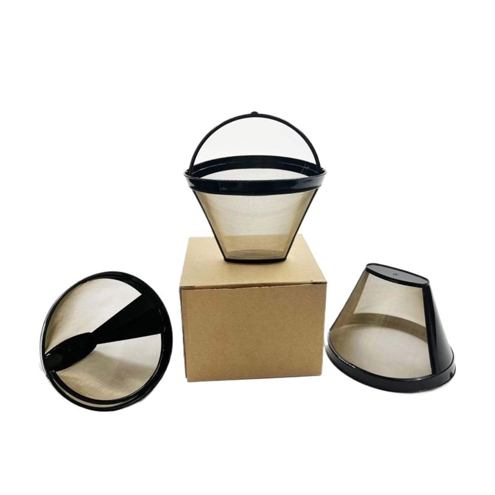 1/3 Stücke Kegelform Permanent Kaffeefilter Netzkorb Edelstahl Wiederverwendbare Küche Coffeeware Kaffeefilter Teebrauer(3pcs)