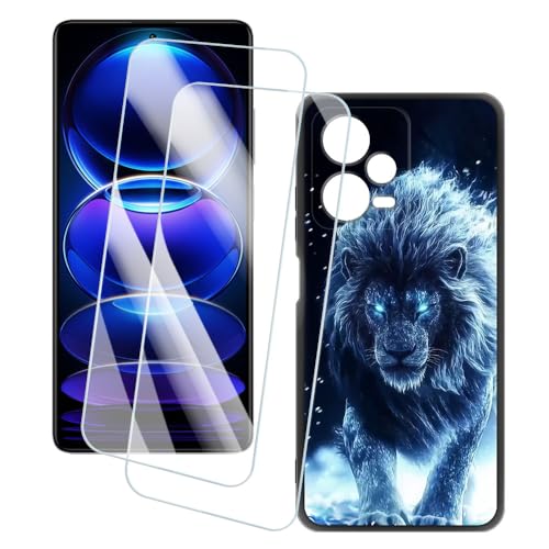 OAGELIM 2�Z�b�g �X�N���[���v���e�N�^�[ + �P�[�X Xiaomi Redmi Note 12 Pro+ 5G (6.67 �C���`) �Ƃ̌݊������� �A�[�e�B�X�e�B�b�N�J�X�^���v�����g�J�o�[�Ƌ����K���X�t�B���� �X�N���b�`�h�~ (���C�I��)