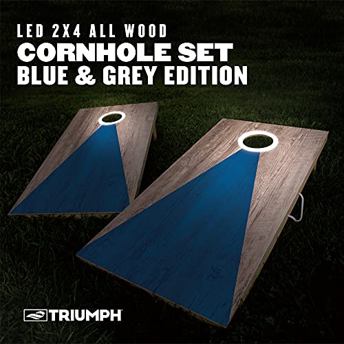 Image of Triumph Sports LED Regulation Cornhole Board Set with Light-Up Boards, 8 Weather-Resistant Cornhole Bags & Durable All-Wood Design Perfect for Tailgates, BBQs, Parties & Backyard Fun