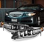 AKKON - For 04-08 Acura TL UA7 LED DRL Black Bezel Projector Headlights Front Headlamps Set Left + Right
