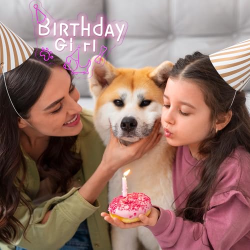 Image of Girl Dog Birthday Neon Sign Birthday Decorations Pet Puppy Birthday Party Gifts for dog lovers-14.5 x 12.2 Inches-USB Powered-Acrylic
