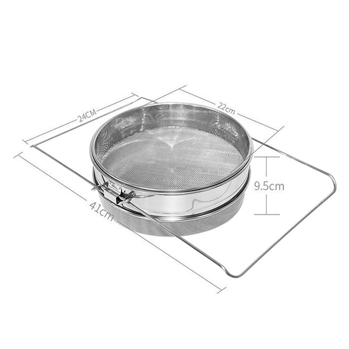 Setaccio per Miele in Acciaio Inossidabile con filtri a Doppia Rete - Manici Regolabili, Strumento Essenziale per l'estrazione dell'apicoltura per la Raccolta e l'estrazione del Miele