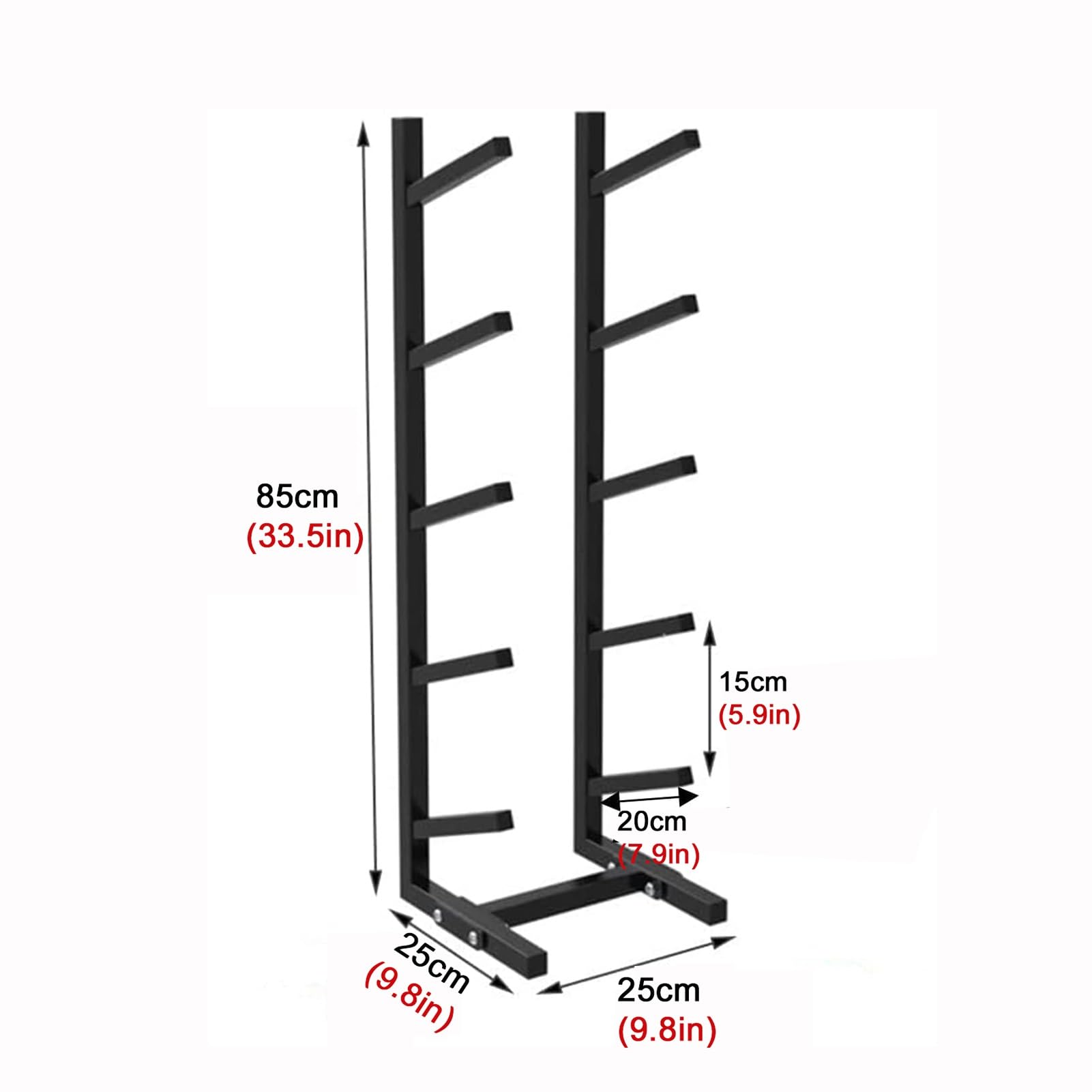 Skateboard Rack, 5-Tiers Metal Snowboard Storage Rack, Home Gym Organize Holder, Standing Metal Snowboard Storage Rack, Floor Display Stand for Garage/Shop,85x25x25cm