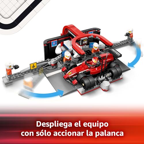 Miniatura 3 de LEGO City Parada en Boxes de F1 y Equipo de Mecánicos con Coche Ferrari de Juguete para Niños y Niñas de 6+ Años, Maqueta de Carreras de Fórmula 1 con Pit Stop y Minifigura de Piloto 60443