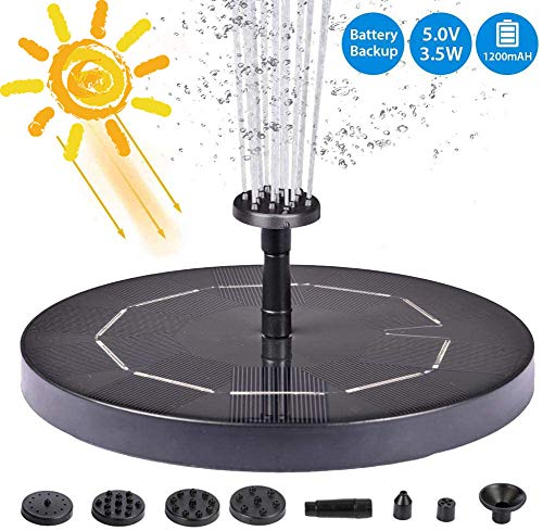LOUYC 2020 Upgraded 3.5W Solar Fountain Pump for Bird Bath with 1200mAh Battery
