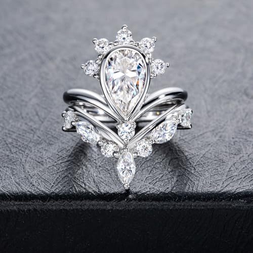 Moissanite Wedding Rings Bridal Set 4CTTW D Color VVS1 Clarity Marquise & Round Brilliant Cut 925 Sterling Silver Wedding Band Engagement Rings for Women with Certificate2