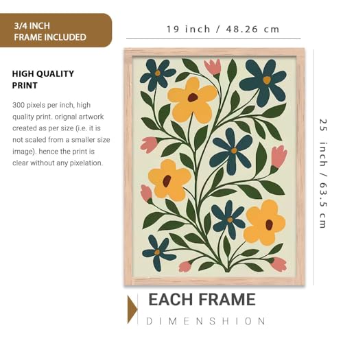Image of kotart Boho Art Home Decoration Painting | Paintings With Frame For Living Room Bed Room Hotel Wall Decor Digital Reprint Set of 3 (19X25 inch)