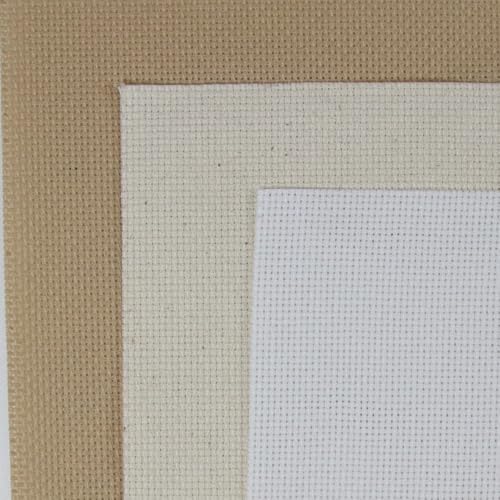 Image of KCS 3 pc of 15 inch x 18 inch(38cmx45cm) 18 Count Cross Stitch Cotton Aida Cloth Needlework Rolled Fabric Box,18CT,White+Oatmeal+Khaki