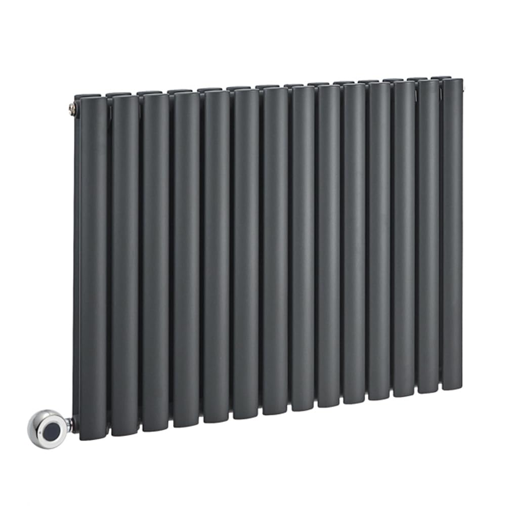 Milano Aruba 1200W Anthracite Horizontal Double Oval Panel WiFi Electric Radiator - 635mm x 826mm