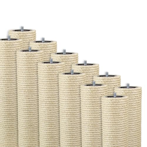 Kratzbaumland Sisalstamm 9 cm Deluxe-Endstamm mit Stehbolzen und 8 mm Sisalseil für Katzen, Länge: 45 cm, Gewinde: 8 mm (M8)