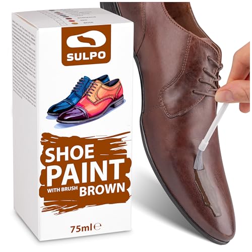 SULPO Tinte para zapatos, color marrón, 75 ml, ideal para el cuidado de piel granulada, cuidado eficaz para zapatos, bolsos y accesorios
