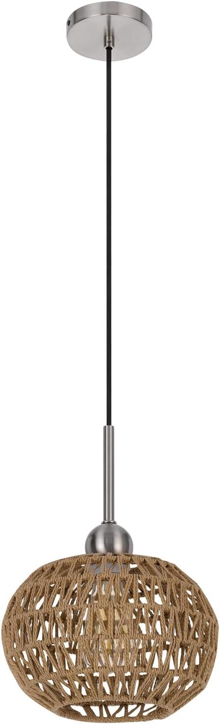 Brushed Steel and Rope LED Pendant Light Fixture