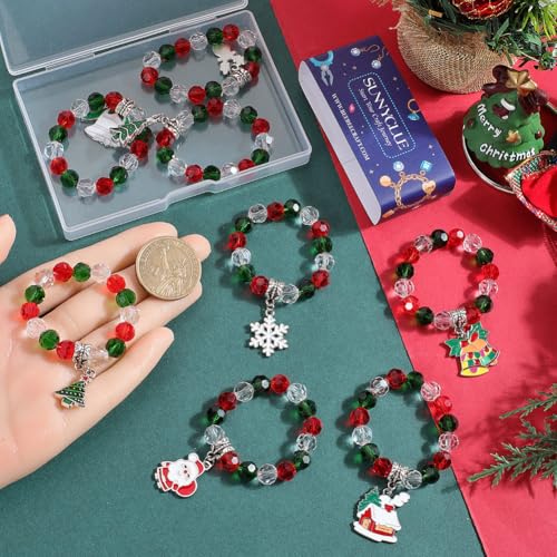 SUNNYCLUE 8 Sets Christmas Napkin Ring Sets Holiday Napkin Rings Red Green Beaded Napkin Ring Xmas Tree Santa Claus Reindeer Cloth Napkins Rings for Christmas Holiday Party Dinner Table Decoration - Image 4