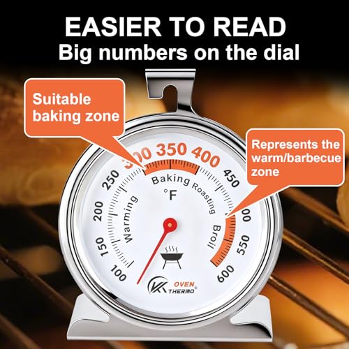 Image of Oven Thermometer 3-Inch Large Dial, 100-600F, Hook & Stand