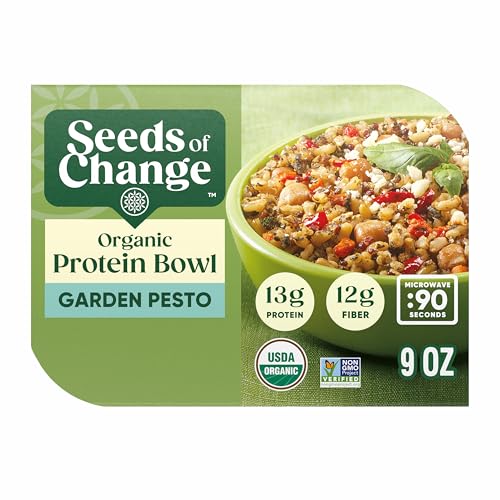Image of SEEDS OF CHANGE Organic High Protein Bowl Garden Pesto, Prepared Entree, Microwave in 90 Seconds, 9 oz (Pack of 6)
