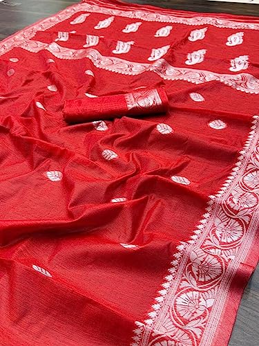 Image of Flosive Women's Cotton Saree With Blouse Piece