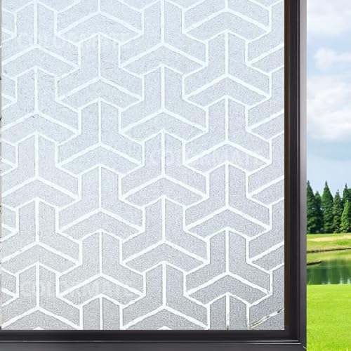 Image of COLORMATE Premium Vinyl Stained Frosted Window Glass Sticker (12x100 Inch) Self-Adhesive Film Tint Wallpaper Opaque Sheet for Glass Privacy Cover Window, Door, Office, Home| Anti-UV. 3D Arrow