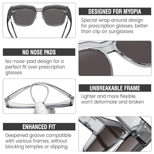Image of DUCO Fit Over Sunglasses for Men Women Wear Over Glasses Retro Wrap Around Polarized Sun Glasses UV400 Protection DC8981
