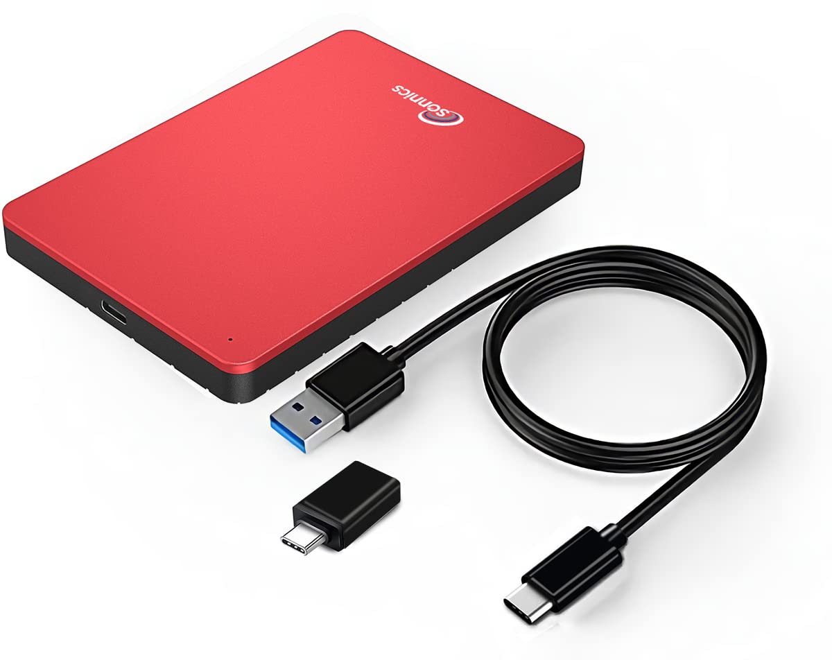 Sonnics SSD portatile da 1 TB (rosso) USB 3.1 compatibile con PC Windows, Mac, Smart TV, Xbox One e PS4