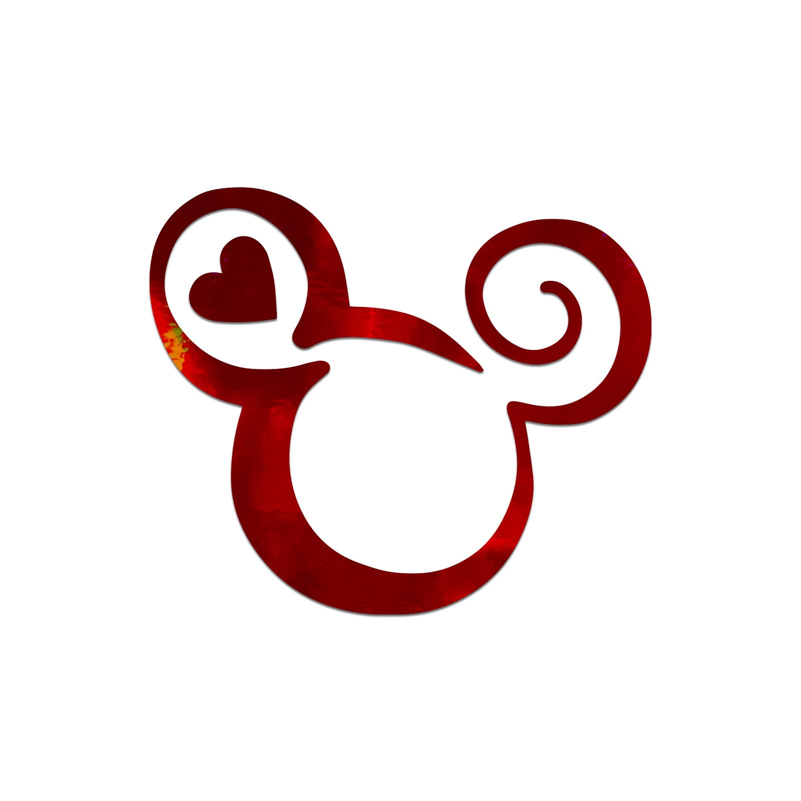 Mouse Head Heart Outline Vinyl Decal Notebook Car Laptop 5.5" x 4.5" (Red Holographic)
