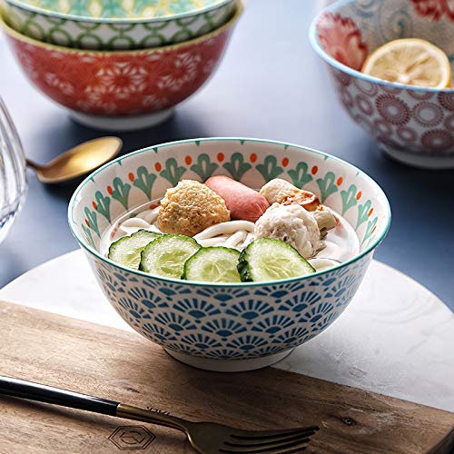 Farielyn-X 6 Pack 24 Ounce Premium Porcelain Bowls Set - Great Cereal Bowls, Salad, Rice, Pasta Or Soup Bowls - Large Capacity - Microwavable Ceramic Bowls - Heat And Cold Resistant Porcelain #TOP5
