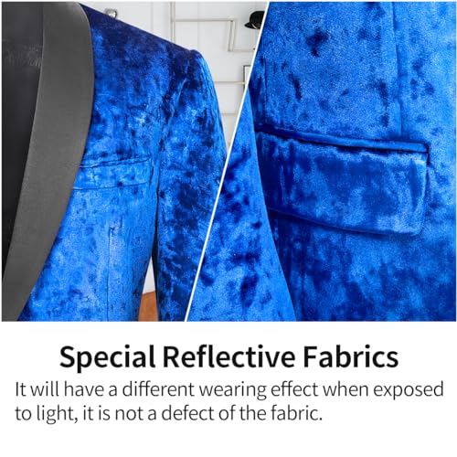 Men's Velvet Slim Fit Suit Casual Blazer for Men One Button Sports Coat Tuxedo Jacket Wedding Party Prom Festival Dress3