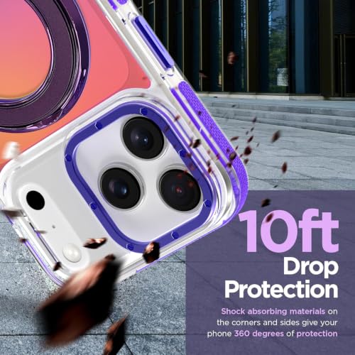 Image of Magnetic for iPhone 17 Pro Case with Stand [Compatible with Magsafe] [Cute Fashion Fluorescent Design] [1 Screen Protector] Slim Translucent Matte Case for iPhone 17 Pro 6.3 inch 2025, Purple