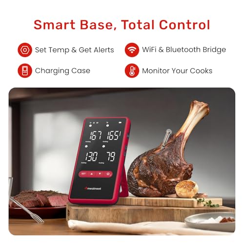 Meatmeet Wireless Bluetooth Meat Thermometer Digital, Standalone Base, WiFi Unlimited Range, AI guided cooking, 6 Sensors with ± 0.18°F Accuracy, 4 Probes for Kitchen, BBQ, Grill, Oven, Smoker (Z Pro) by Meatmeet - Image 2