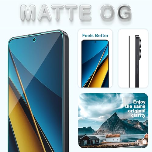 Image of ArmourPro Military Grade Matte Anti-Glare Tempered Glass Screen Protector for Poco X6 (6.67 Inch) With Installation Kit | Edge to Edge Coverage | Black (Pack of 2)