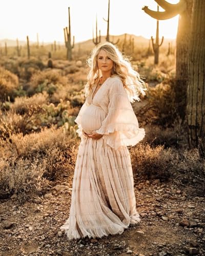 Boho Maternity Dresses for Photoshoot Tulle Robes Long Sleeve Off Shoulder Pregnancy Baby Shower Dress Bridal Lingerie4