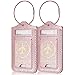Luggage Tags, ACdream Leather Case Luggage Bag Tags Travel Tags 2 Pieces Set, Rose Gold