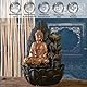 ZEN’LIGHT, Zimmerbrunnen Buddha Hartha, Dekoration Zen und Feng Shui, originelles Geschenk Buddha, LED-Beleuchtung Mehrfarbig, leise Pumpe, L 27 x B 27 x H 40 cm
