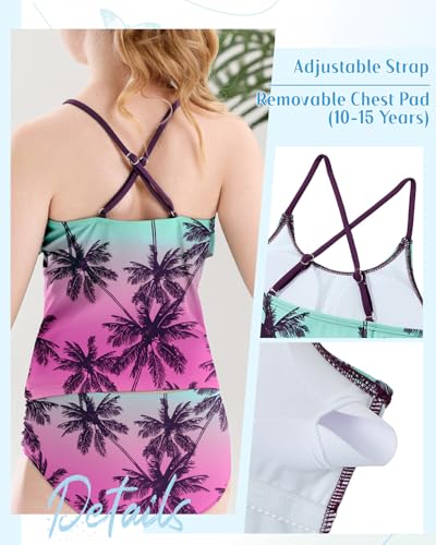 Image of Century Star Girls Flounce Tankini 2 Piece Bathing Suit | Cute swimwear set with a stylish flounce top,Comfortable fit, perfect for girls' summer beach vacations